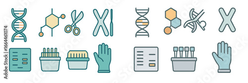 DNA and Genetic Research Symbols, Minimalist flat design