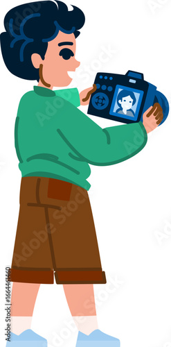 Young photographer taking pictures with digital camera