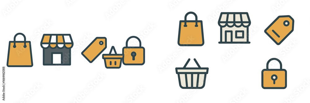 Fototapeta premium Shopping Icons Collection, Minimalist flat design
