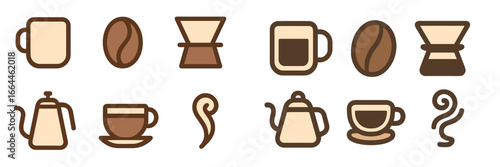 Coffee Brewing Tools and Cups Collection, Minimalist flat design