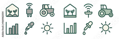 Smart Farming Technology Icons, Minimalist flat design