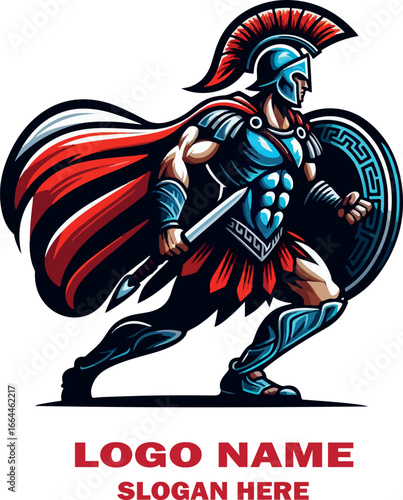 Greek warrior romanos logo icon vector white background .