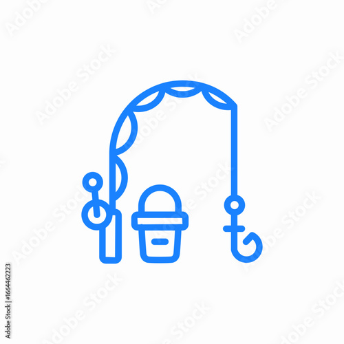 fishing rod bucket icon sign vector