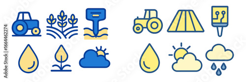 Farming and Weather Icons, Minimalist flat design
