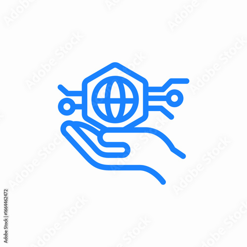 global technology hand icon sign vector