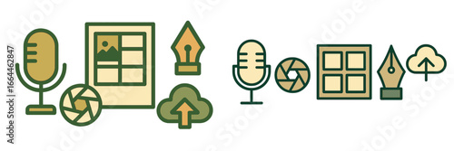 Creative Media Symbols Set, Minimalist flat design