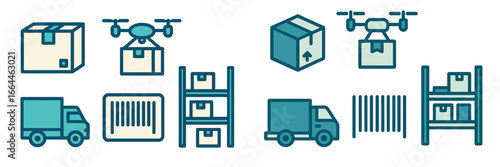 Logistics and Delivery Icons, Minimalist flat design