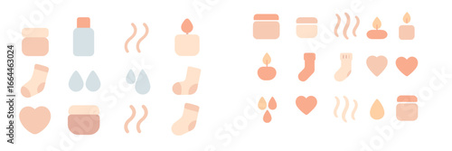 Winter Comfort Symbols, Minimalist flat design, isolated on white
