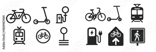 Electric Bike and Scooter Charging Station Icons