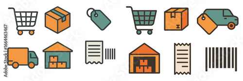 Logistics and Delivery Icons, Minimalist flat design