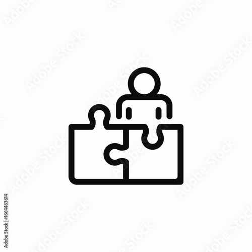 person fitting puzzle icon sign vector