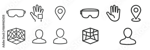 Virtual Reality Technology Icons, Minimalist flat design
