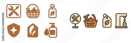 Organic Product and Service Icons, Minimalist flat design