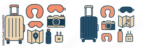 Travel Essentials with Suitcases and Accessories