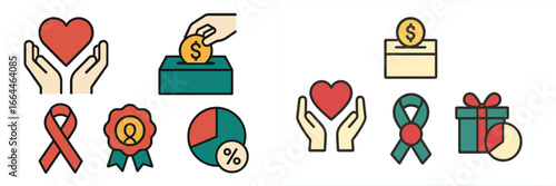 Charity and Donation Symbols, Minimalist flat design