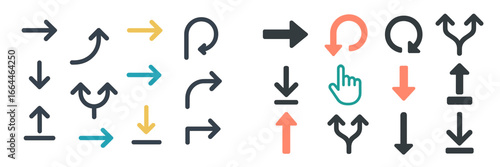 Arrow Icon Set, Minimalist flat design, isolated on white background