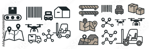 Logistics and Delivery Icons, Minimalist flat design