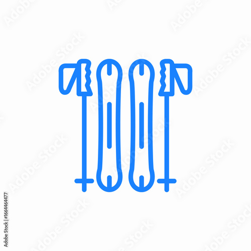 skiing equipment poles icon sign vector