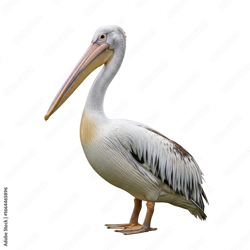 Obraz premium White pelican standing proudly isolated on transparent background