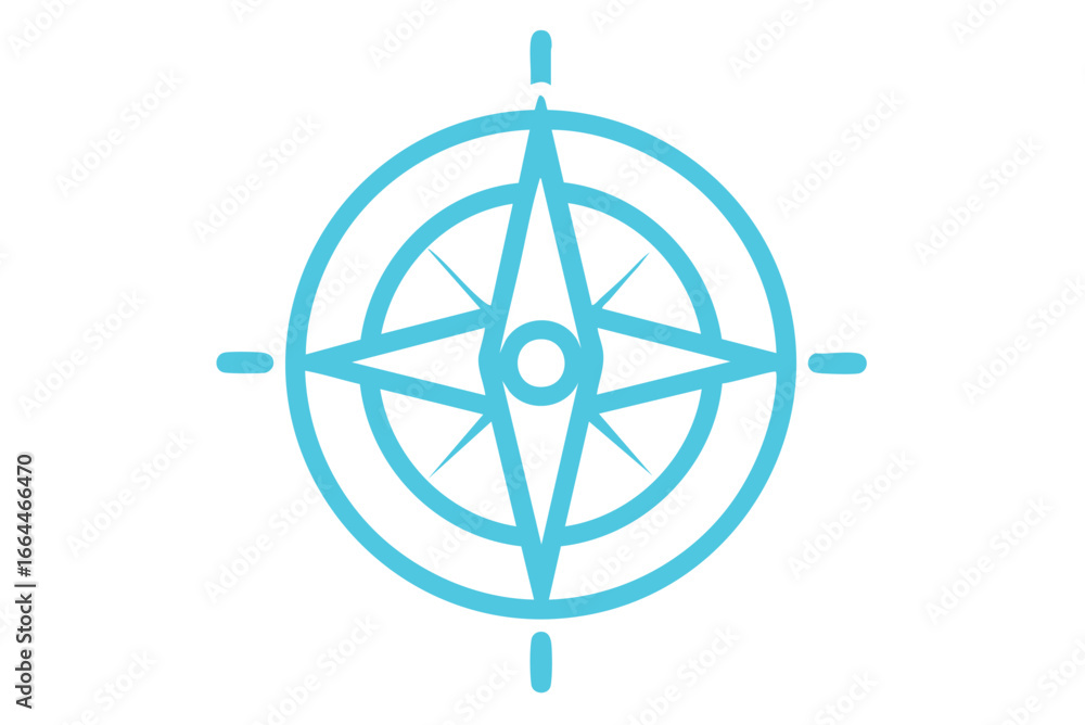 Fototapeta premium Simple black and white compass rose illustration with cardinal directions and a central circle