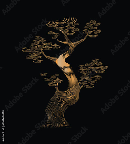 aesthetic bonsai drawing for wall decor