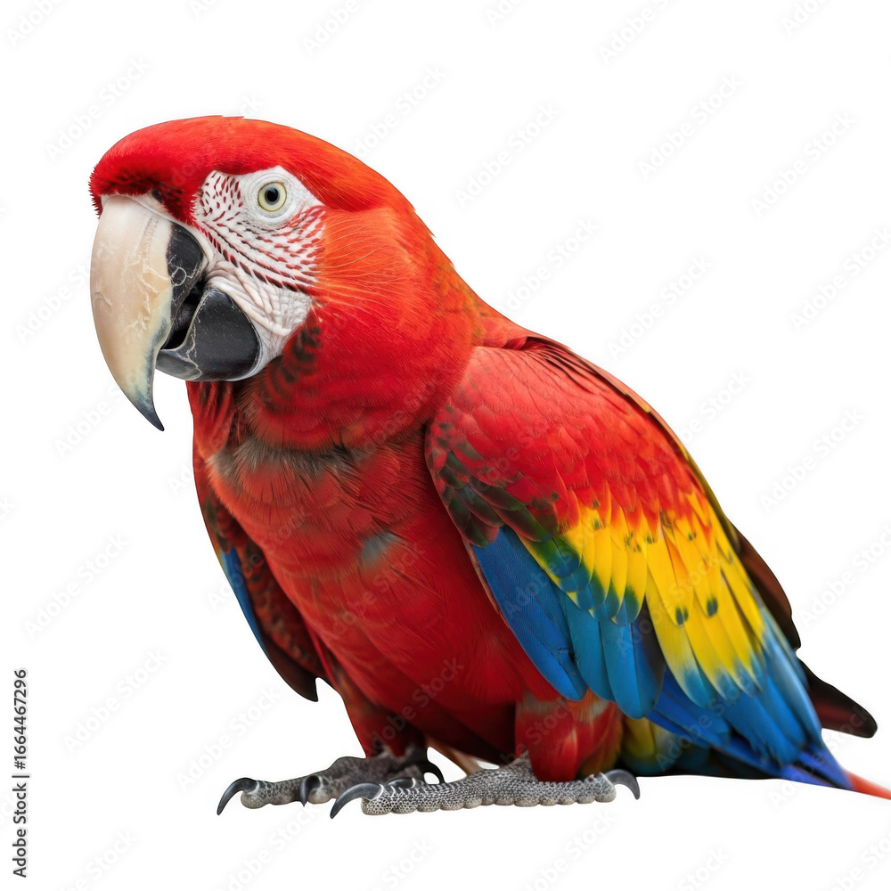 Fototapeta premium Scarlet macaw parrot isolated on transparent background