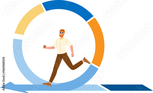 Businessman running in circle representing agile development process