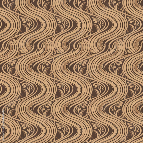 Seamless Pattern, Elegant art nouveau seamless pattern with flowing lines and floral accents Stock royalty free