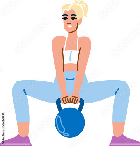 Sportswoman doing kettlebell squats during fitness training
