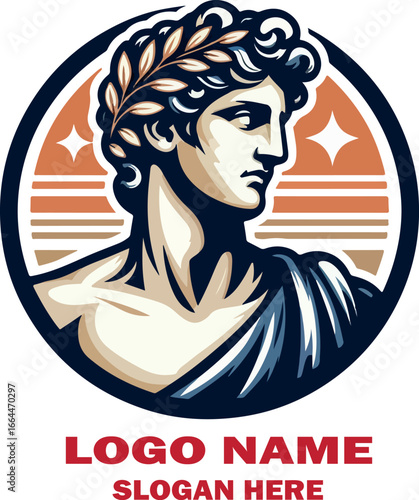 Estatua griega logo icon vector white background .