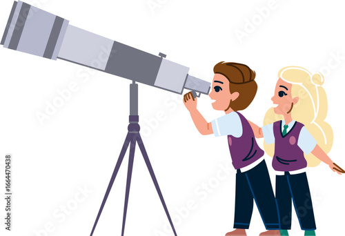 Students observing stars using telescope in astronomy class