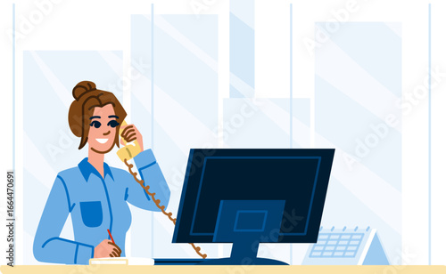 Secretary answering phone and taking notes in office