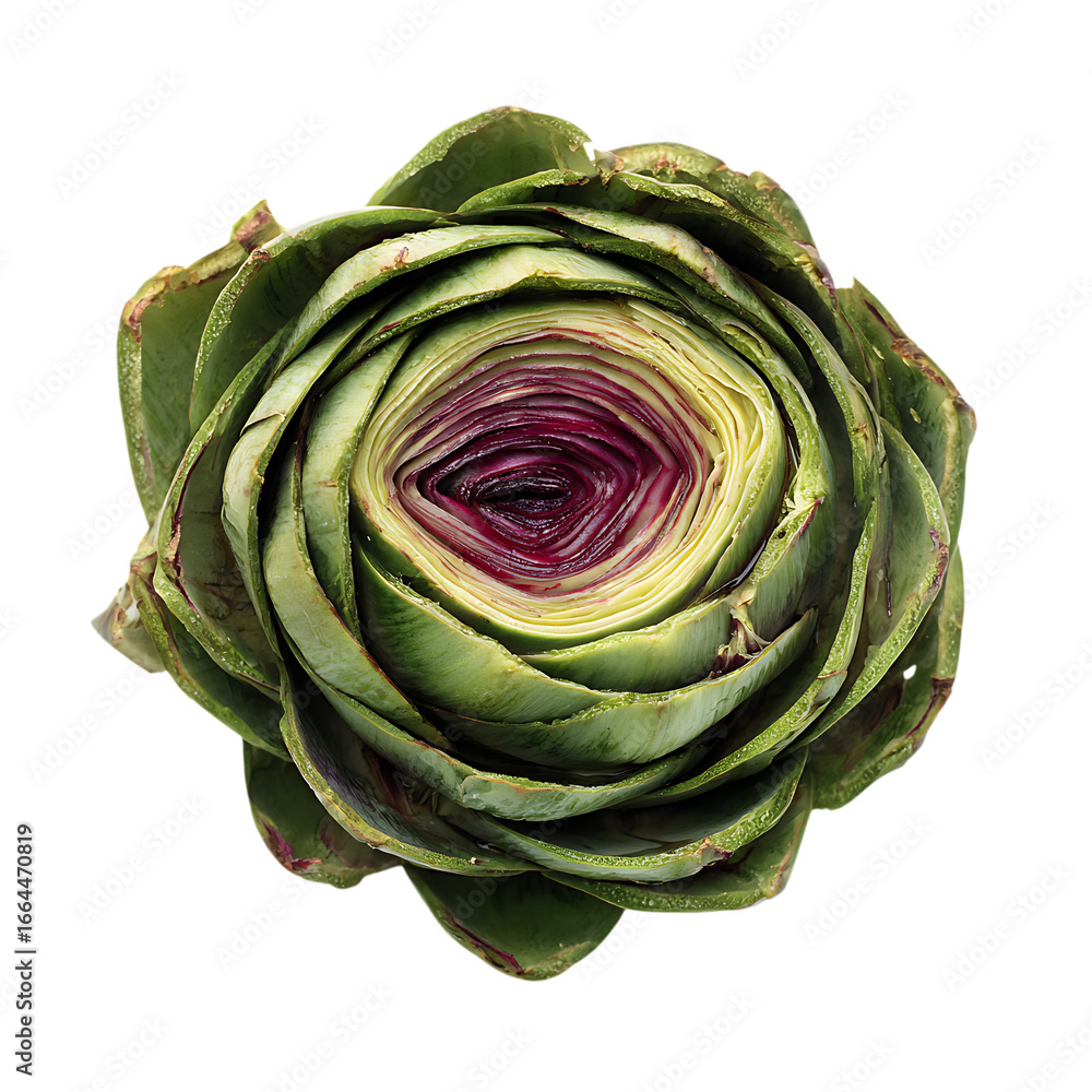 Obraz premium Artichoke stack of sliced floating png