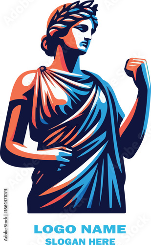 Estatua griega logo icon vector white background .