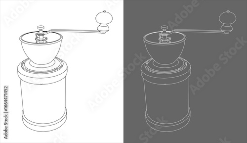 Manual coffee grinder blueprint front view