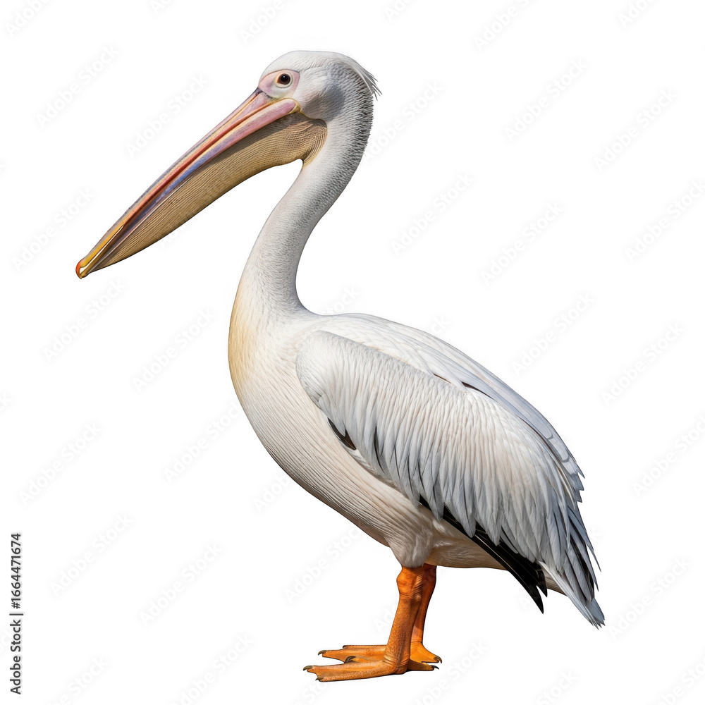 Fototapeta premium White pelican bird isolated on transparent background