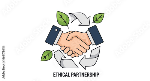 This conceptual graphic effectively illustrates an ethical business partnership, promoting sustainable practices and environmental responsibility.