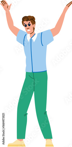 Angry man raising hands in frustration and disappointment