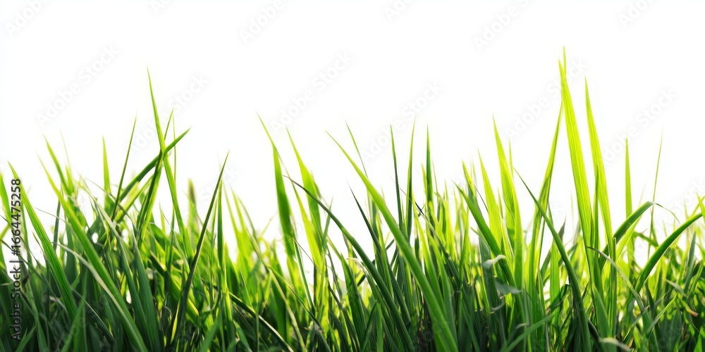 Fototapeta premium The Grass Blades in Bright Morning Light Against a Clean White Background