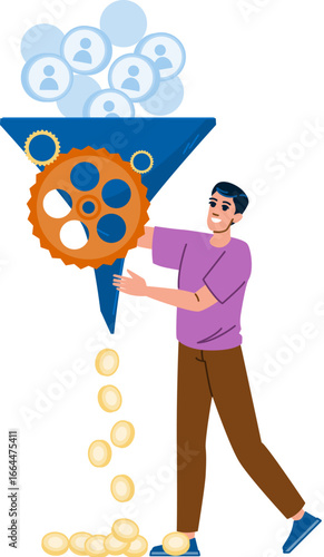 Marketing specialist converting leads into money using sales funnel