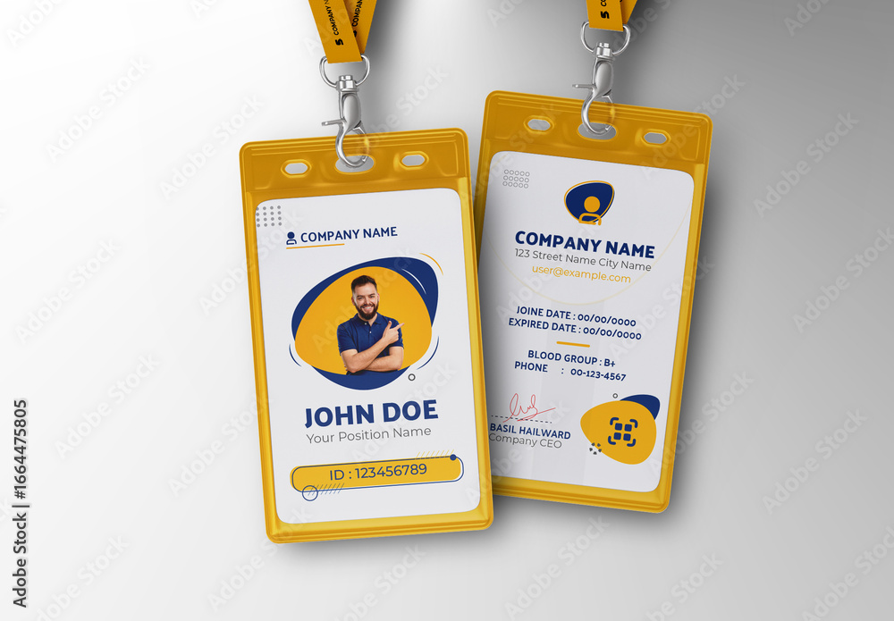 Simple Orange Color ID Card Design Stock Template | Adobe Stock