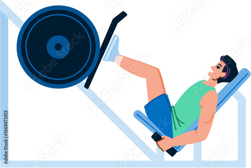 Man working out legs with leg press machine in gym