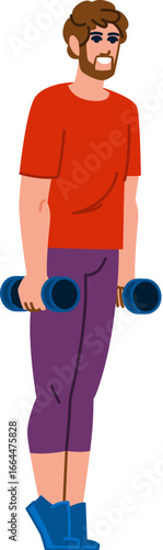 Man lifting weights and exercising with dumbbells