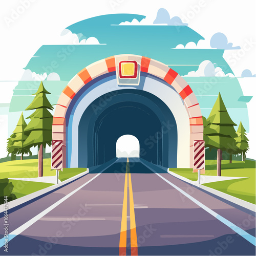 Colorful Pixel Art Tunnel Road Illustration