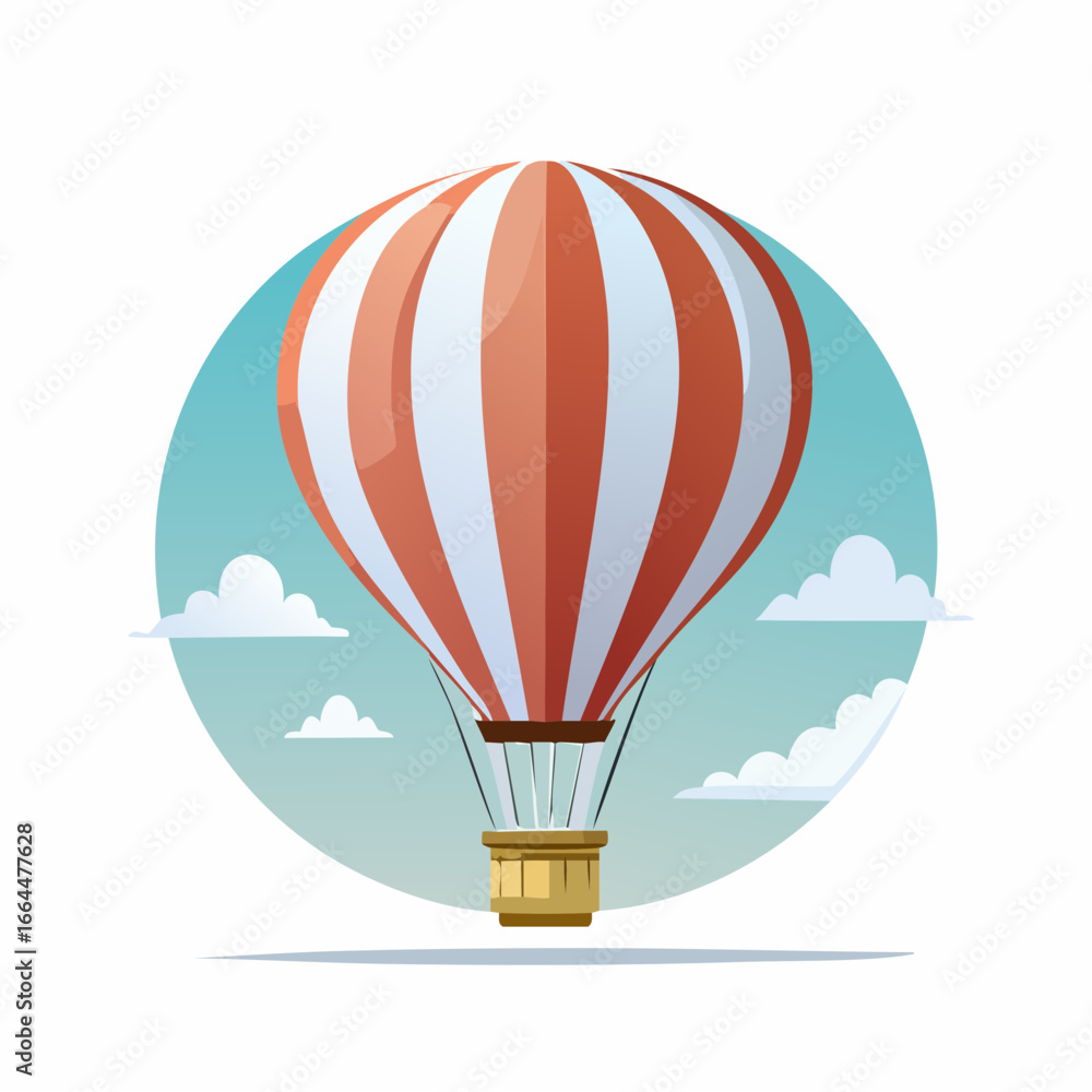 Fototapeta premium Cartoon Hot Air Balloon In Sky With Clouds