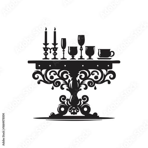 silhouette of a candlestick on a table