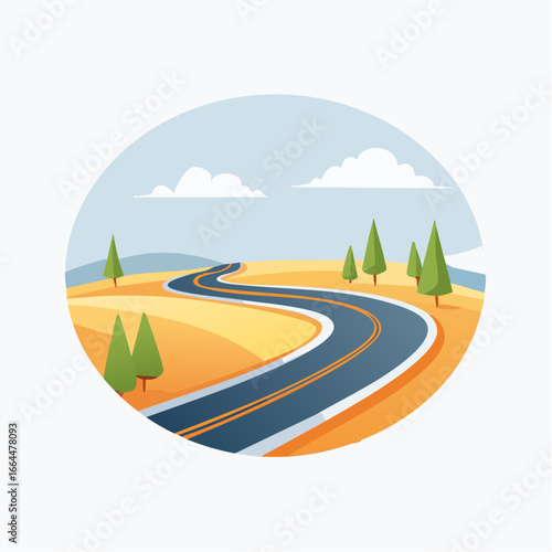 Winding Road Through Autumn Hills