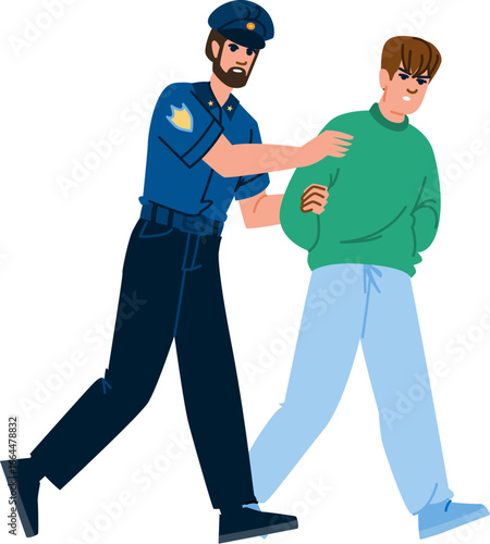 Police officer arresting young man for crime