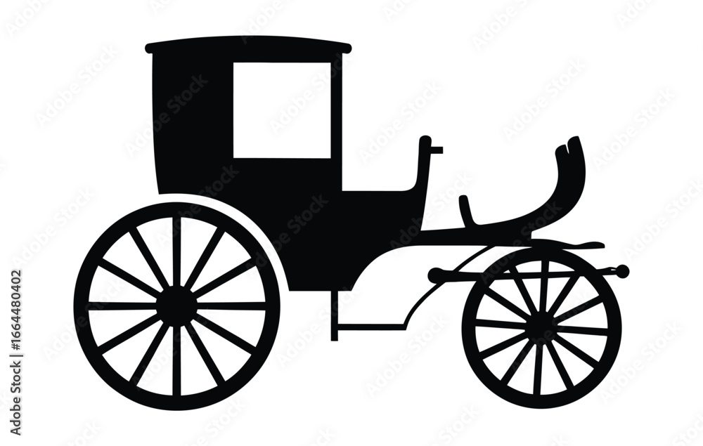 Fototapeta premium WebVector art of silhouette of a vintage horsedrawn carriage, showcasing its classic design, historical significance, and elegant transportation method from the victorian era