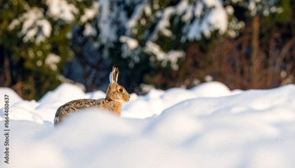 Fototapeta premium Hare blending in snow